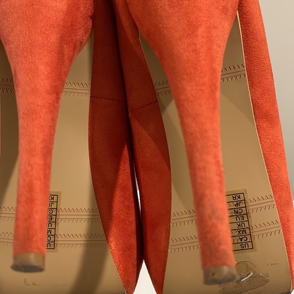 Forever 21 Cobalt Orange Suede Open Toe Pumps - Picture 6 of 12